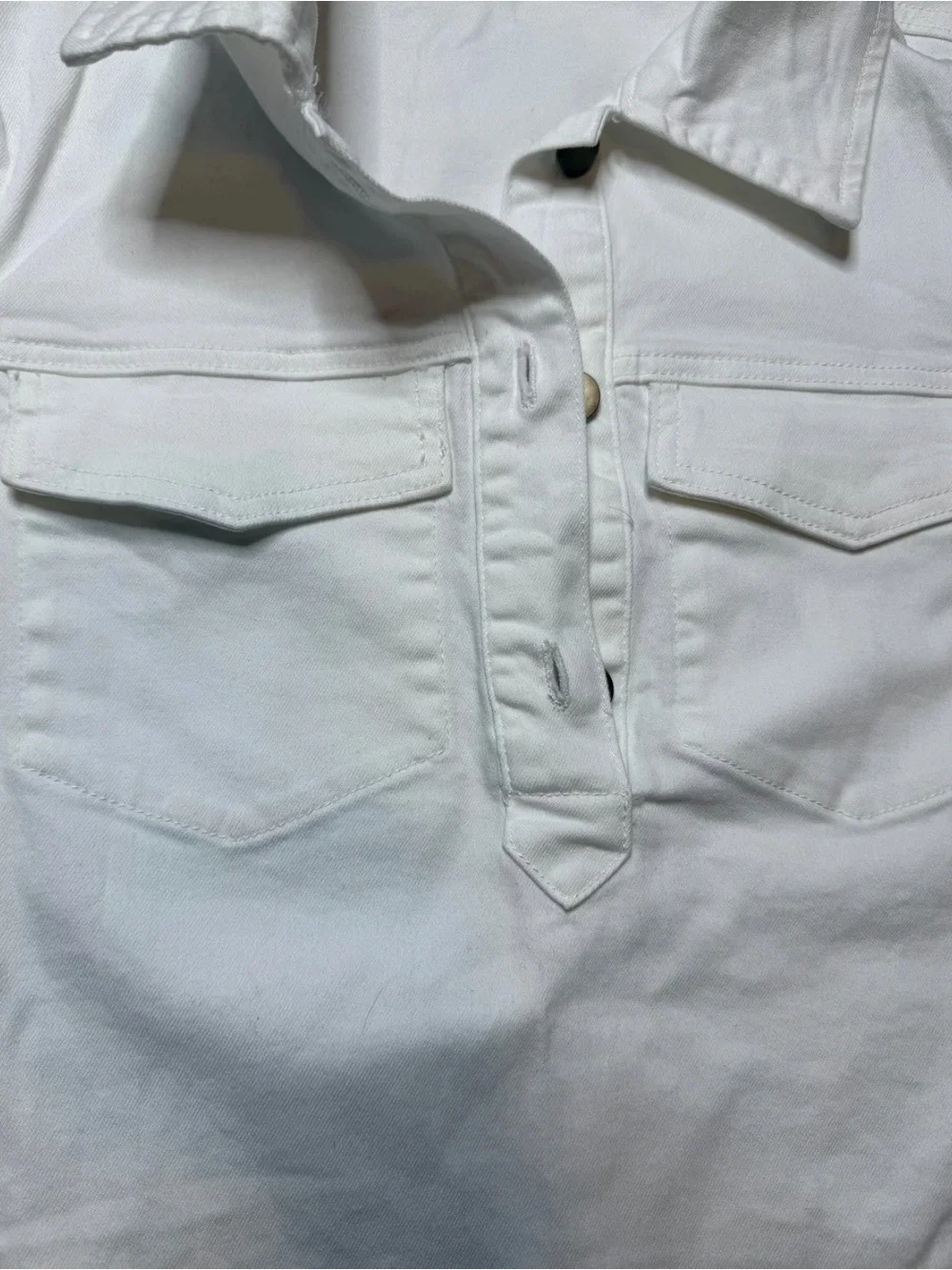 NWT White Denim Inspired Shirt Dress XL Collared A-Line Mini Dress - Picture 3 of 5